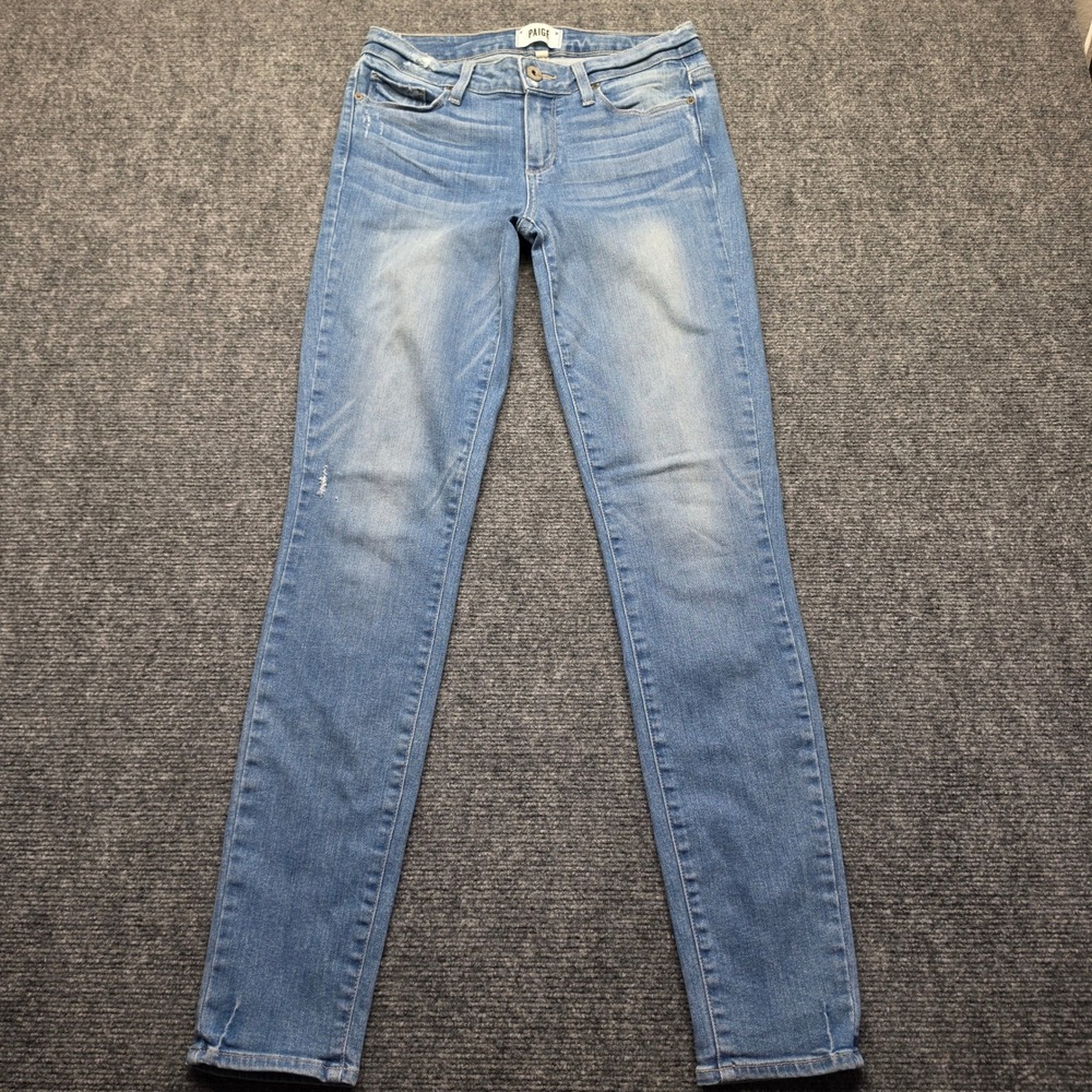 Paige Verdugo Ultra Skinny Jeans Atterbury Blue Distressed Stretch Denim Size 27
